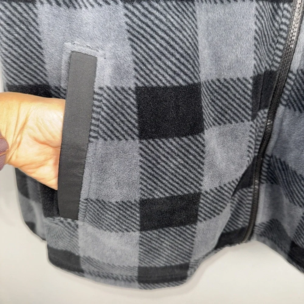 Fabletics The Pine City Full Zip Fleece Jacket Black Mountain Plaid Size XXL